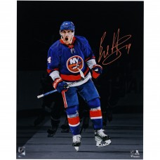 Bo Horvat New York Islanders Autographed Fanatics Authentic 16 x 20 Blue Jersey Celebrating Spotlight Photograph