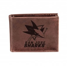 San Jose Sharks Brown Bi-Fold Leather Wallet San Jose Sharks Brown Bi-Fold Leather Wallet