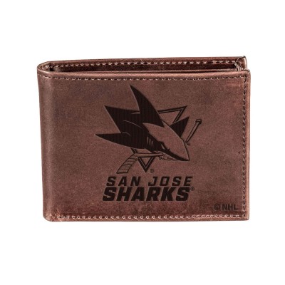 San Jose Sharks Brown Bi-Fold Leather Wallet
