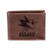 San Jose Sharks Brown Bi-Fold Leather Wallet