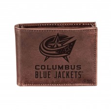 Columbus Blue Jackets Brown Bi-Fold Leather Wallet