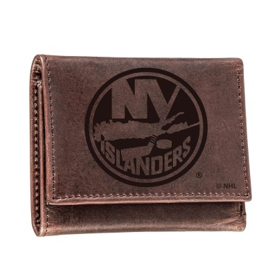 New York Islanders Leather Tri-Fold Wallet - Brown