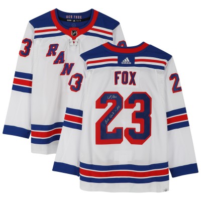 Adam Fox New York Rangers Autographed Fanatics Authentic White adidas Authentic Jersey with No Quit in NY Inscription