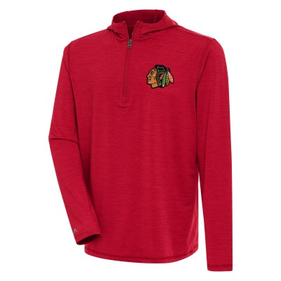 Кофта на короткой молнии Chicago Blackhawks Antigua Heather Red Tidy