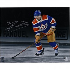 Evan Bouchard Edmonton Oilers Autographed Autographed 16 x 20 2023 Heritage Classic with Puck Photograph