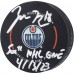 Шайба Zach Hyman Edmonton Oilers Autographed Authentic Official with 500th NHL Game 4/13/23 Inscription