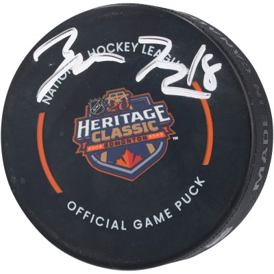 Шайба Zach Hyman Edmonton Oilers Autographed Authentic 2023 Heritage Classic Official