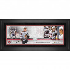 Connor Bedard Chicago Blackhawks Fanatics Authentic Framed 10 x 30 NHL Debut Panoramic with a Piece of Game-Used Net from NHL Debut Game - Limited Edition of 198