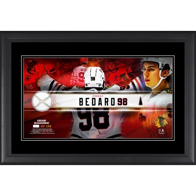Connor Bedard Chicago Blackhawks Fanatics Authentic Framed 10 x 18 Rookie Season Collage with a Piece of Game-Used Net and Puck - Limited Edition of 298