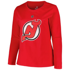 Женская футболка с длинным рукавом New Jersey Devils Jack Hughes Profile Red Plus Size Distressed Printed Name & Number Женская футболка с длинным рукавом New Jersey Devils Jack Hughes Profile Red Plus Size Distressed Printed Name & Number