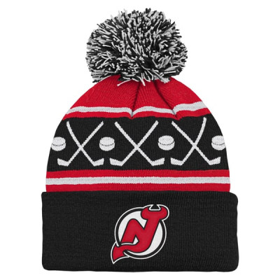 Джерси для дошкольника New Devils Black Faceoff Cuffed Knit Hat with Pom