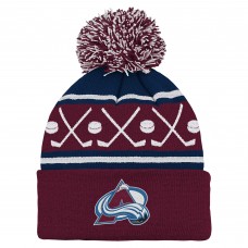 Шапка Малышам Colorado Avalanche Burgundy Face-Off Cuffed Knit with Pom