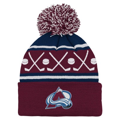 Шапка Малышам Colorado Avalanche Burgundy Face-Off Cuffed Knit with Pom
