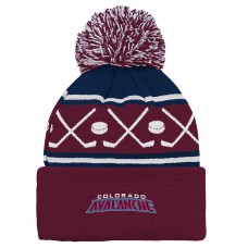 Шапка Малышам Colorado Avalanche Burgundy Face-Off Cuffed Knit with Pom