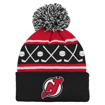 Джерси для малыша New Devils Black Face-Off Cuffed Knit Hat with Pom