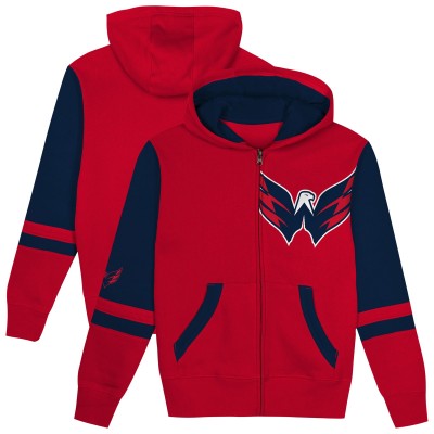 Preschool Washington Capitals Red Face Off Full-Zip Hoodie