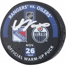 Шайба Adam Fox New York Rangers Autographed Authentic Practice-Used Used During Warmups vs. Edmonton Oilers on November 26, 2022