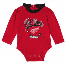 Girls Infant Detroit Red Wings 3-Piece Rink Queen Long Sleeve Bodysuit, Pants & Headband Set