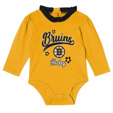 Girls Infant Boston Bruins Black Rink Queen Long Sleeve 3-Piece Set