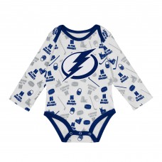 Малышам Tampa Bay Lightning White Quick Learner Long Sleeve Bodysuit Малышам Tampa Bay Lightning White Quick Learner Long Sleeve Bodysuit