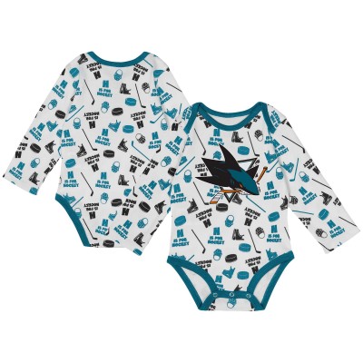 Малышам San Jose Sharks White Quick Learner Long Sleeve Bodysuit