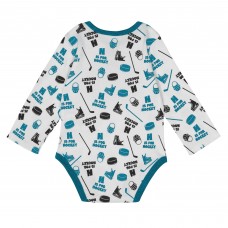 Малышам San Jose Sharks White Quick Learner Long Sleeve Bodysuit
