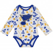 Малышам St. Louis Blues White Quick Learner Long Sleeve Bodysuit