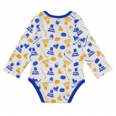 Малышам St. Louis Blues White Quick Learner Long Sleeve Bodysuit