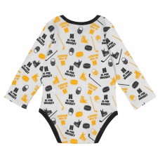 Малышам Boston Bruins White Quick Learner Long Sleeve Bodysuit Малышам Boston Bruins White Quick Learner Long Sleeve Bodysuit