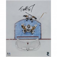 Tristan Jarry Pittsburgh Penguins Autographed Fanatics Authentic 16 x 20 Goalie Goal Celebration Photograph