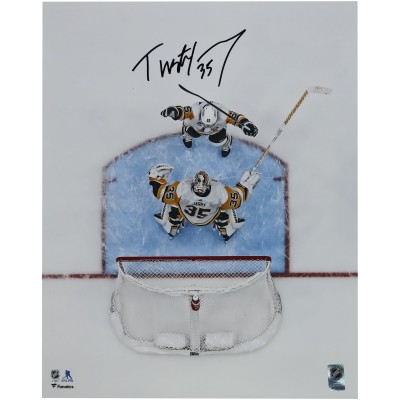 Tristan Jarry Pittsburgh Penguins Autographed Fanatics Authentic 16 x 20 Goalie Goal Celebration Photograph