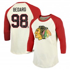 Футболка Connor Bedard Chicago Blackhawks Majestic Threads Name & Number Softhand Raglan 3/4-Sleeve - Cream/Red