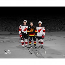 Luke Hughes, Quinn Hughes and Jack Hughes Unsigned Fanatics Authentic New Jersey Devils vs. Vancouver Canucks Pregame Photograph