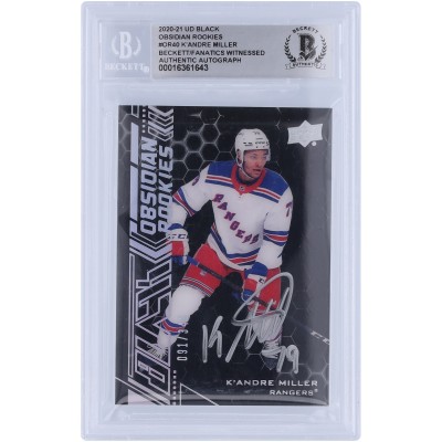 KAndre Miller New York Rangers Autographed 2020-21 Upper Deck Black Obsidian Silver Ink #OR-40 #91/349 Beckett Fanatics Witnessed Authenticated Rookie Card