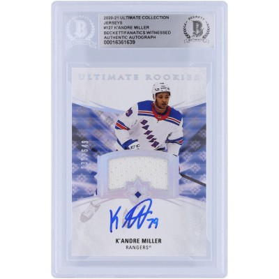 KAndre Miller New York Rangers Autographed 2020-21 Upper Deck Ultimate Collection Jerseys Relic #127 Beckett Fanatics Witnessed Authenticated Rookie Card