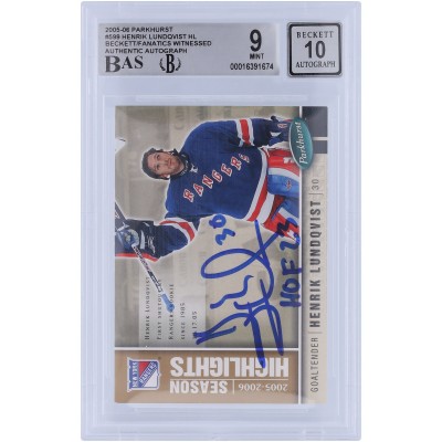 Henrik Lundqvist New York Rangers Autographed 2005-06 Upper Deck Parkhurst #599 Beckett Fanatics Witnessed Authenticated 9/10 Rookie Card with HOF 23 Inscription