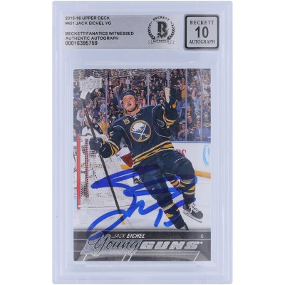 Jack Eichel Buffalo Sabres Autographed 2015-16 Upper Deck Series 2 Young Guns #451 Beckett Fanatics Witnessed Authenticated 10 Rookie Card