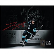 Jared McCann Seattle Kraken Autographed Fanatics Authentic 8 x 10 Deep Sea Blue Jersey Spotlight Photograph
