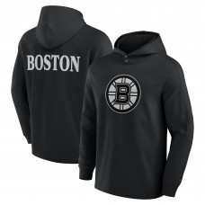 Футболка с длинным рукавом с капюшоном Boston Bruins Fanatics Black Elements Blaze Tri-Blend