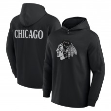 Футболка с длинным рукавом с капюшоном Chicago Blackhawks Fanatics Elements Blaze Tri-Blend - Black