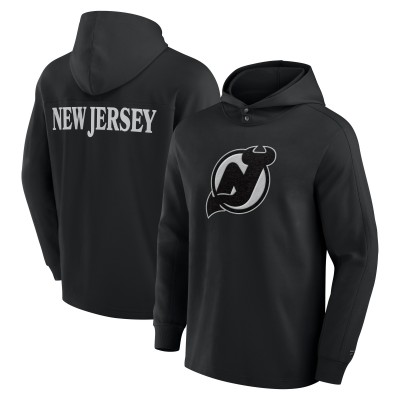 Футболка с длинным рукавом с капюшоном New Jersey Devils Fanatics Black Elements Blaze Tri-Blend