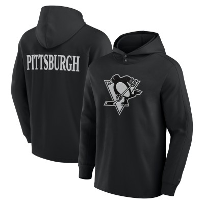 Футболка с длинным рукавом с капюшоном Pittsburgh Penguins Fanatics Black Elements Blaze Tri-Blend
