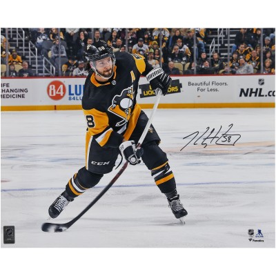 Kris Letang Pittsburgh Penguins Autographed Fanatics Authentic 16 x 20 Black Jersey Shooting Photograph