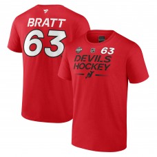 Футболка Jesper Bratt New Jersey Devils 2024 NHL Stadium Series Authentic Pro Name & Number - Red