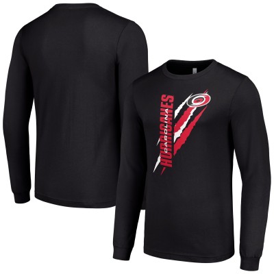 Carolina Hurricanes Starter Black Color Scratch Long-Sleeve T-Shirt