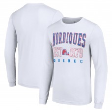 Футболка Quebec Nordiques Starter White Retro Graphic Long Sleeve Crew