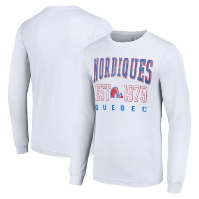 Футболка Quebec Nordiques Starter White Retro Graphic Long Sleeve Crew
