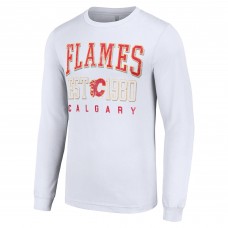 Футболка с длинным рукавом Calgary Flames Starter Retro Graphic Crew - White