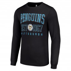 Футболка с длинным рукавом Pittsburgh Penguins Starter Retro Graphic Crew - Black