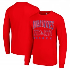 Футболка Quebec Nordiques Starter Red Retro Graphic Long Sleeve Crew